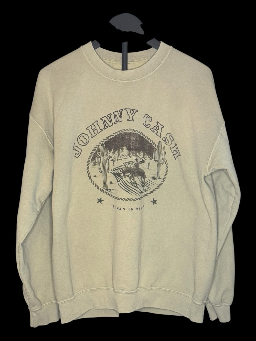 Johnny Cash Graphic Crewneck Sweater - Cream